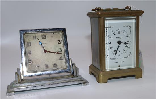 Gilt brass carriage clock and a plated desk clock (a.f)